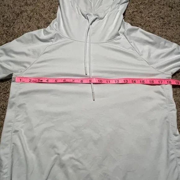 Athleta Women's Small Uptempo Hoodie Sweatshirt Light Blue Thumb Holes - Picture 9 of 9